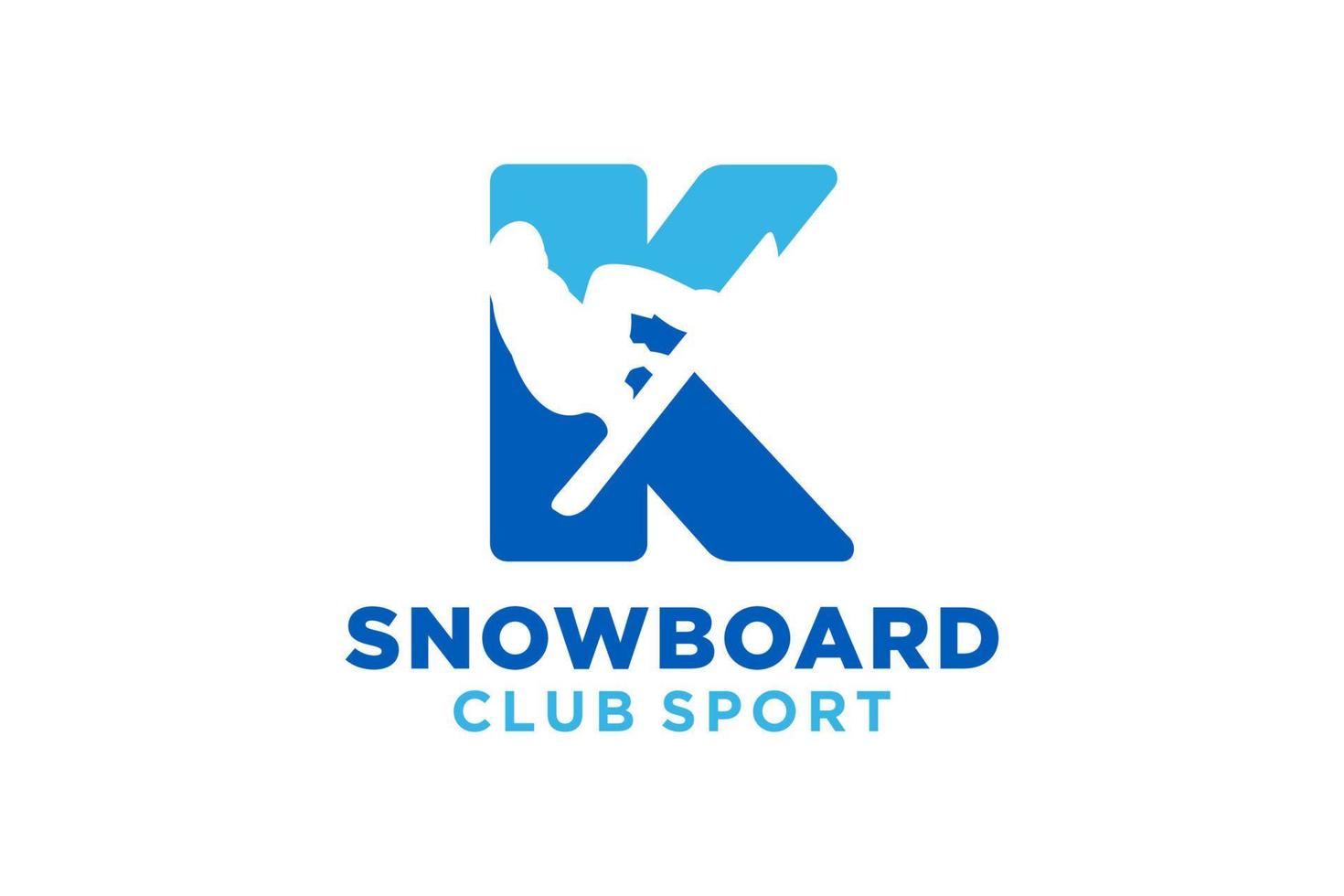 vektor initialer brev k med snowboard kreativ geometrisk modern logotyp design.