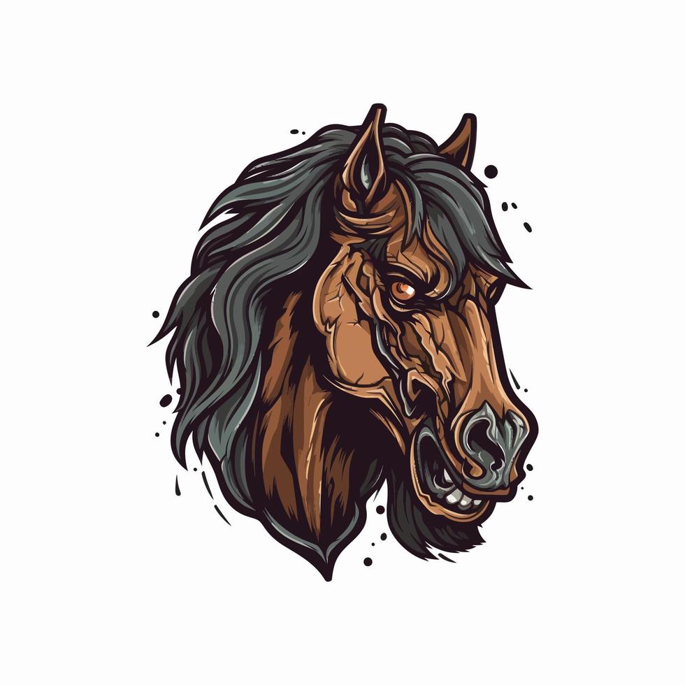 en logotyp av en hästens huvud, designad i esports illustration stil vektor