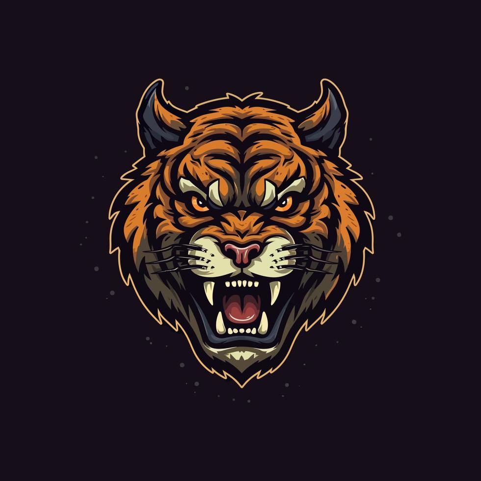 en logotyp av en arg tiger huvud, designad i esports illustration stil vektor