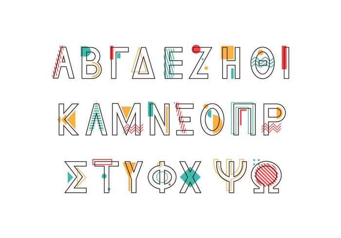 Memphis-Art-griechischer Alphabet-Vektor vektor