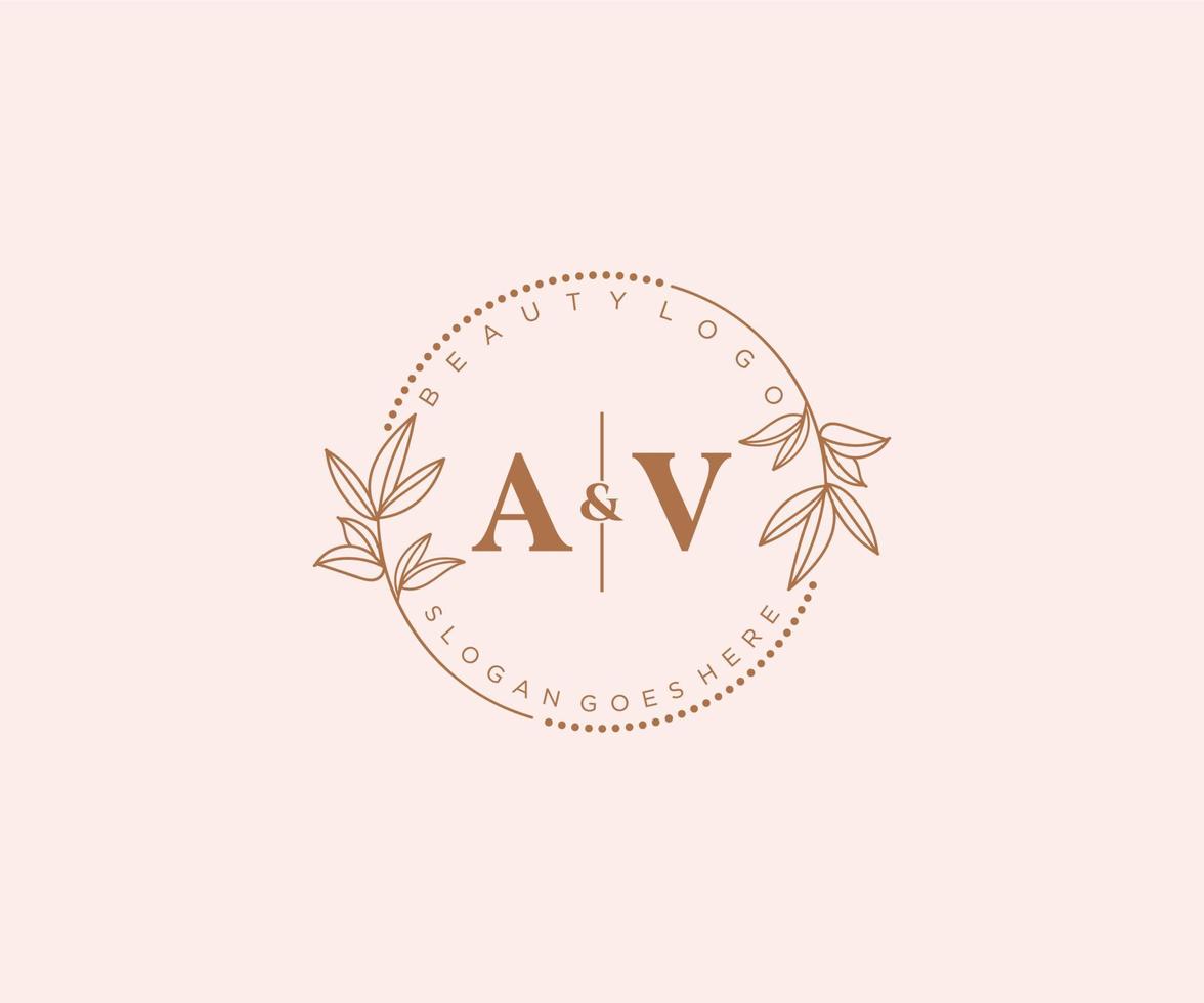 Initiale ein V Briefe schön Blumen- feminin editierbar vorgefertigt Monoline Logo geeignet zum Spa Salon Haut Haar Schönheit Boutique und kosmetisch Unternehmen. vektor