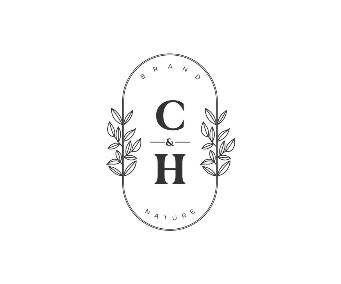 Initiale CH Briefe schön Blumen- feminin editierbar vorgefertigt Monoline Logo geeignet zum Spa Salon Haut Haar Schönheit Boutique und kosmetisch Unternehmen. vektor