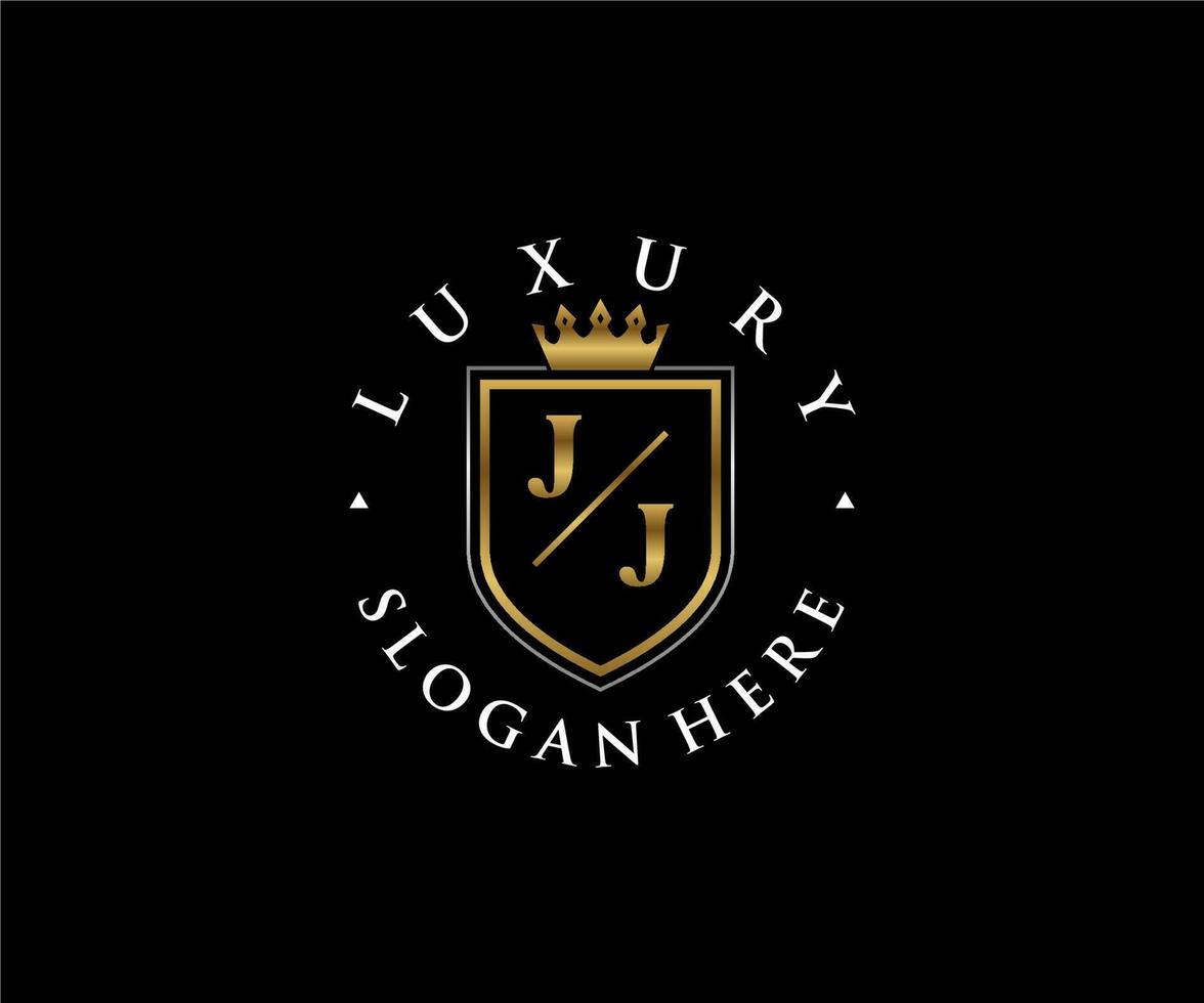 första jj brev kunglig lyx logotyp mall i vektor konst för restaurang, kungligheter, boutique, Kafé, hotell, heraldisk, Smycken, mode och Övrig vektor illustration.