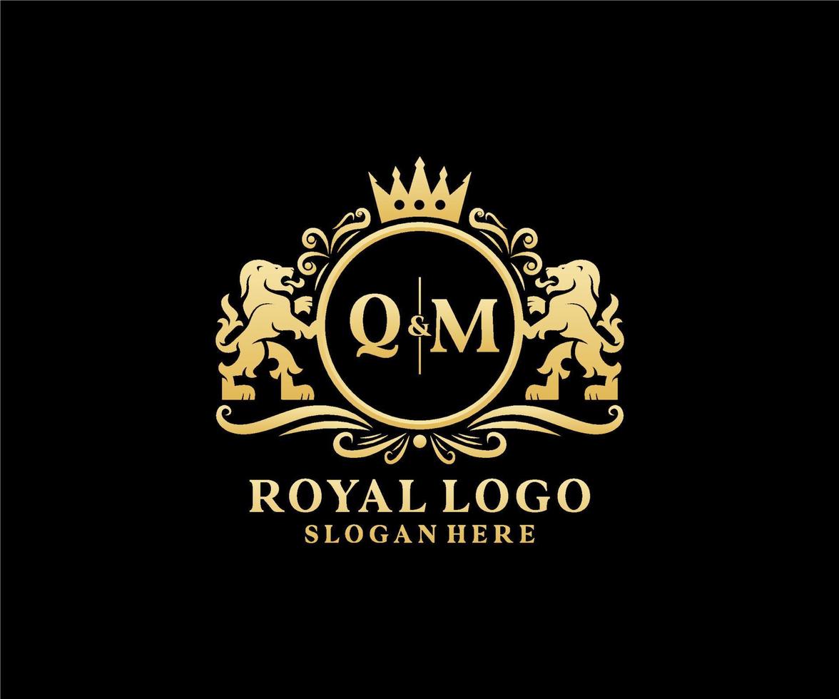 Anfangsqm Letter Lion Royal Luxury Logo Vorlage in Vektorgrafiken für Restaurant, Lizenzgebühren, Boutique, Café, Hotel, Heraldik, Schmuck, Mode und andere Vektorillustrationen. vektor