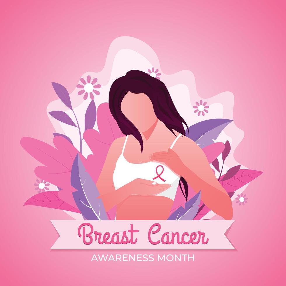 bröst cancer medvetenhet månad hand dragen platt internationell abstrakt bakgrund vektor