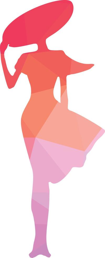 farbig Silhouette von ein modisch Dame mit groß Hut vektor