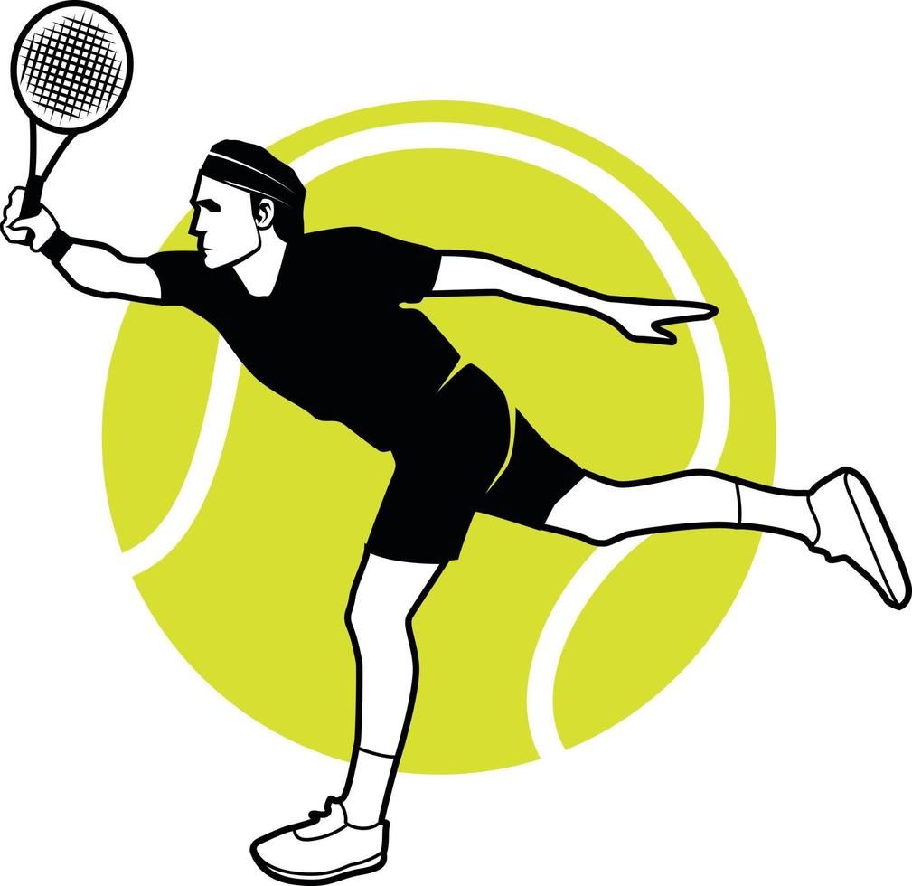 Silhouette von ein Tennis Spieler im ein Spiel vektor