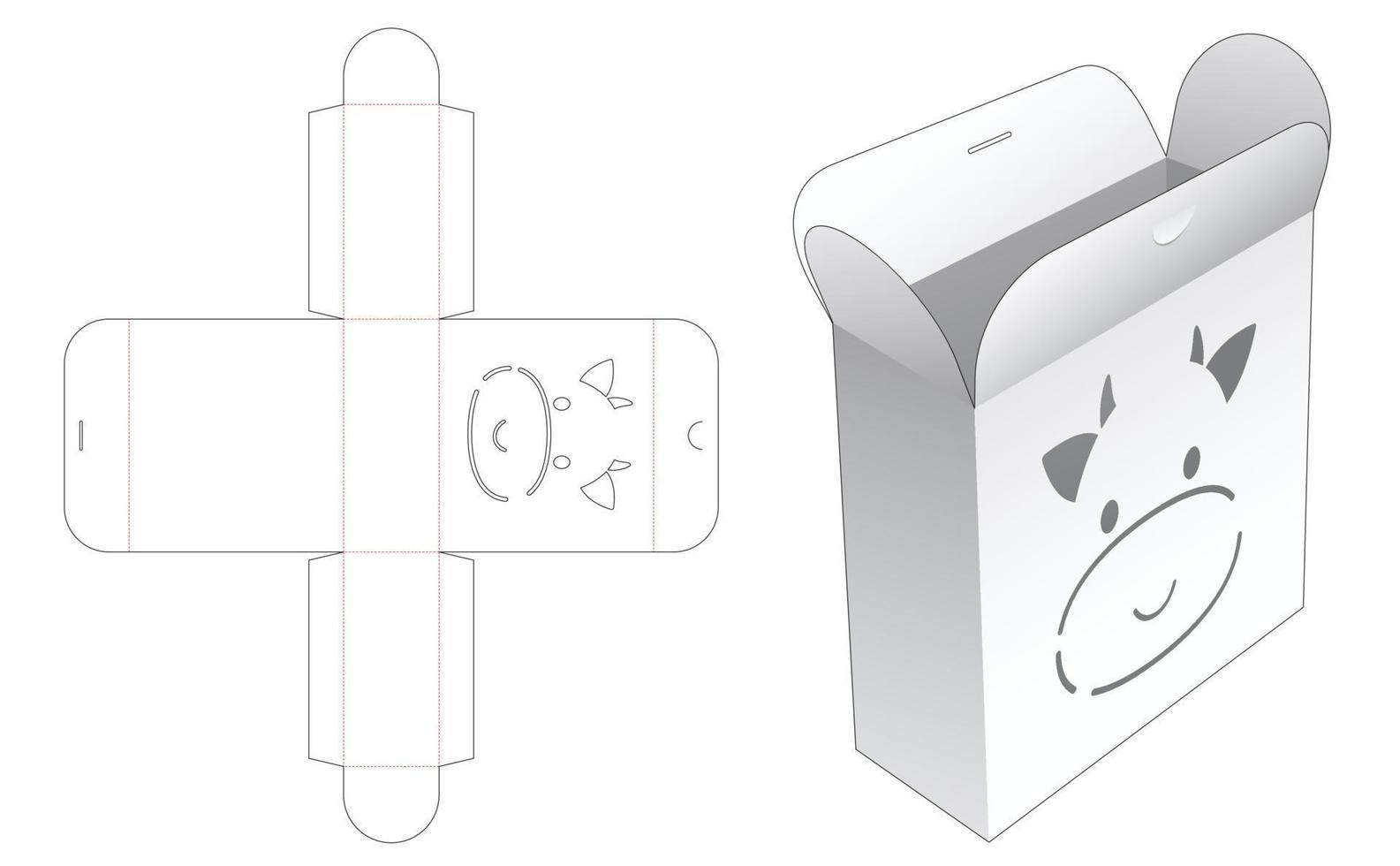 Flip and Lock Box mit gestanzter Vorlage für Kuhschablonen vektor