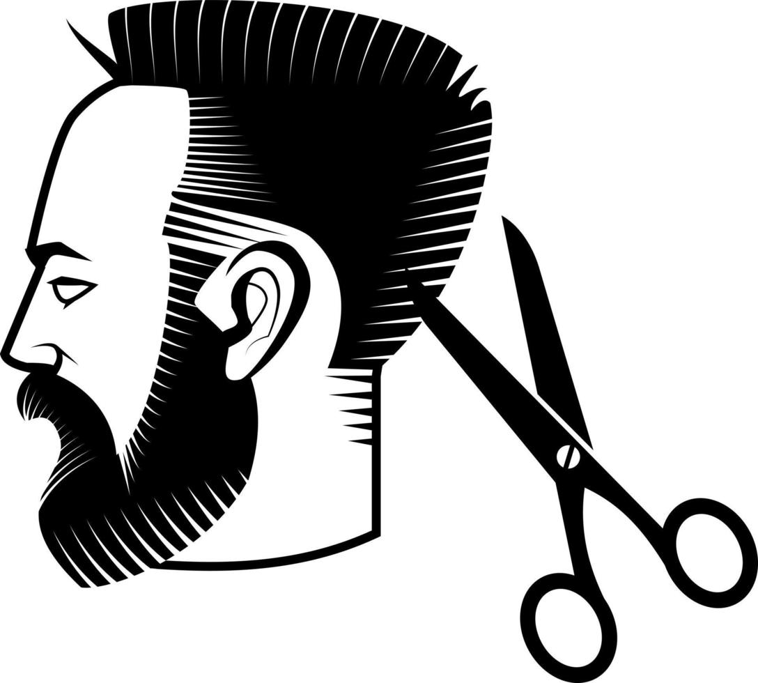Profil Bild von ein Mann bekommen ein Haarschnitt vektor