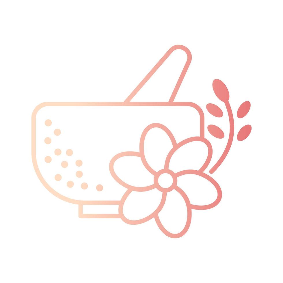 blomma med skål lutning översikt ikon vektor illustration