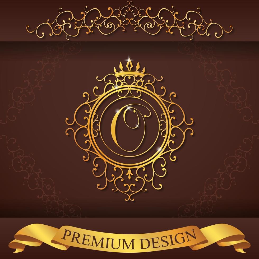 heraldisches Alphabet Gold Premium Design o vektor