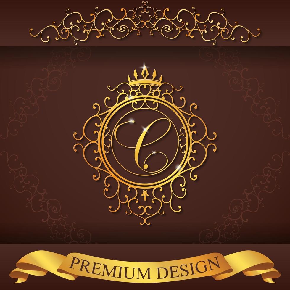 heraldisches Alphabet Gold Premium Design c vektor