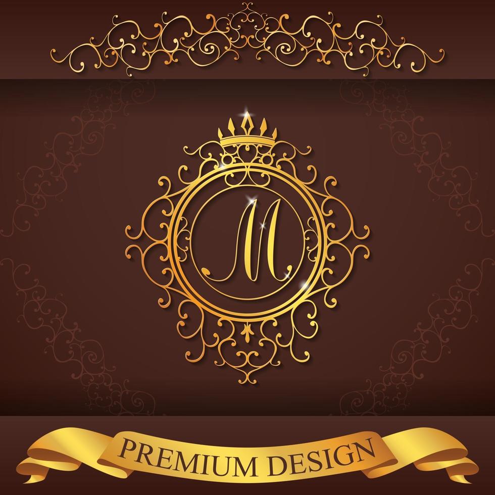 heraldiska alfabetet guld premium design m vektor