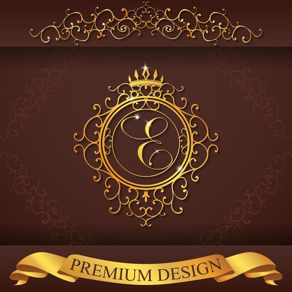 heraldisches Alphabet Gold Premium Design e vektor