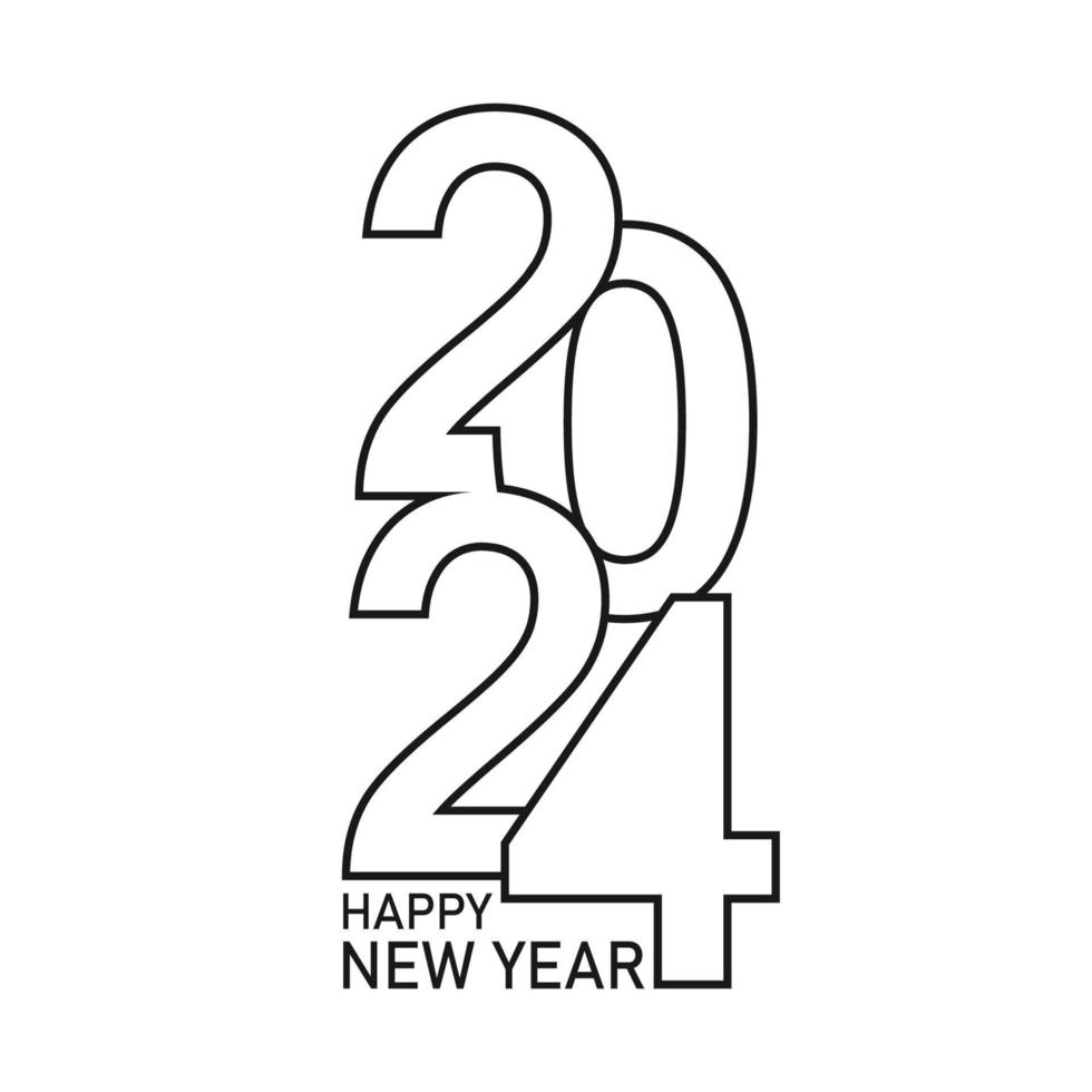 Frohes neues Jahr 2024 Textdesign. für broschürendesignvorlage, karte, banner. Vektor-Illustration. isoliert auf weißem Hintergrund. vektor