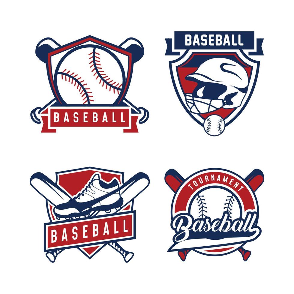 einstellen von Baseball Logo Design bündeln Vorlage. Baseball Abzeichen Emblem Logo Vorlage. vektor