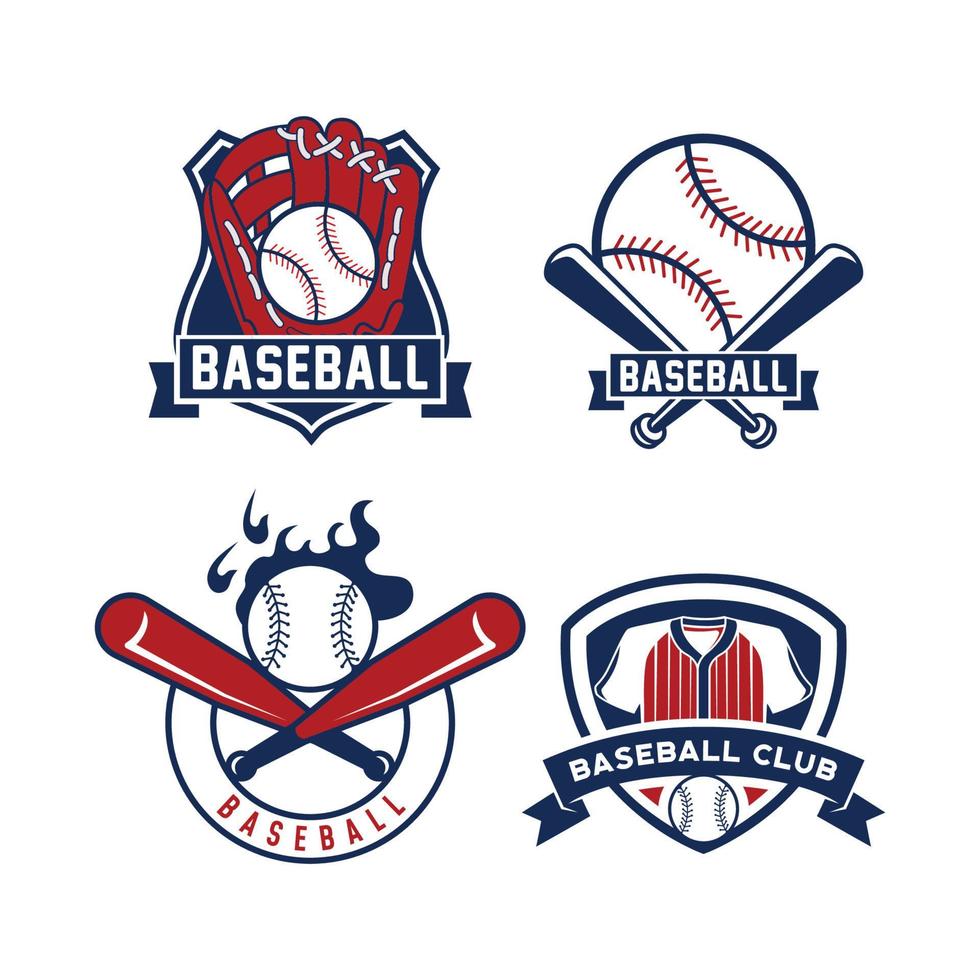 einstellen von Baseball Logo Design bündeln Vorlage. Baseball Abzeichen Emblem Logo Vorlage. vektor