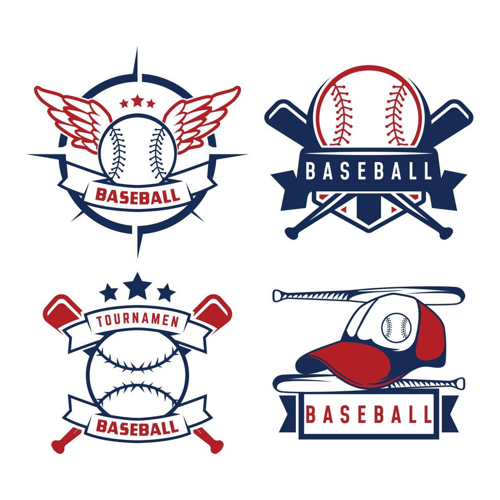 uppsättning av baseboll logotyp design bunt mall. baseboll bricka emblem logotyp mall. vektor