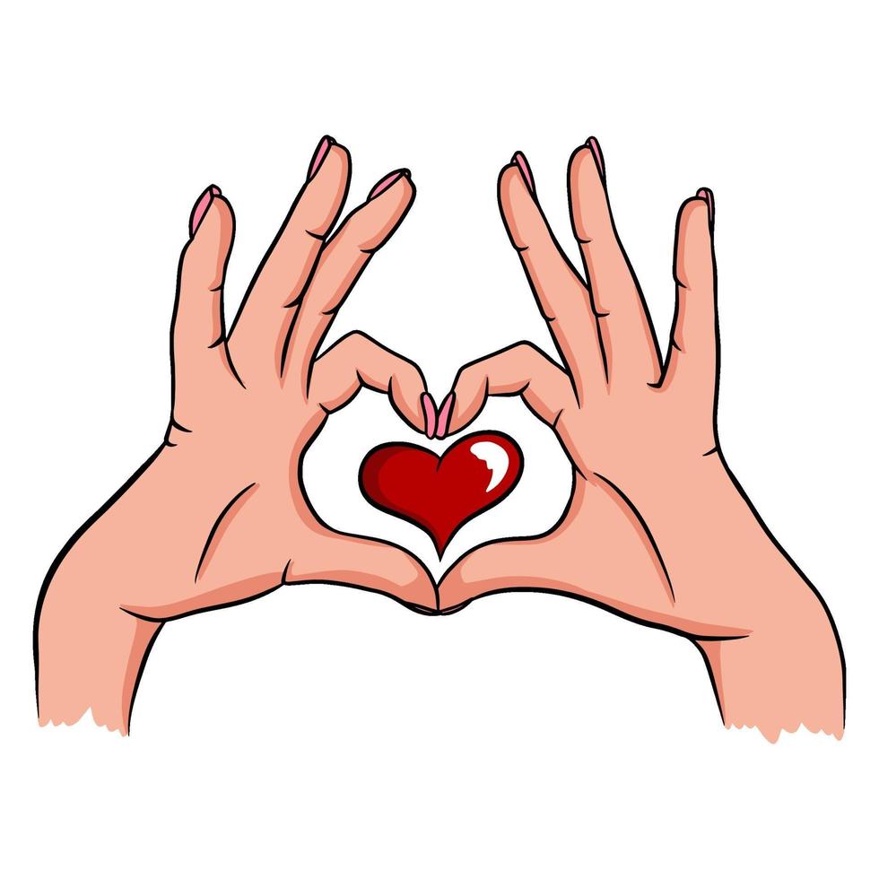 två händer som gör ett hjärtatecken. kärlek, romantisk relation koncept. isolerad vektor. vektor