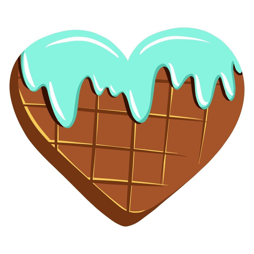 herzförmige Schokolade. Schokolade mit Glasur. Valentinstag Geschenk. süßes Geschenk. Cartoon-Stil. vektor