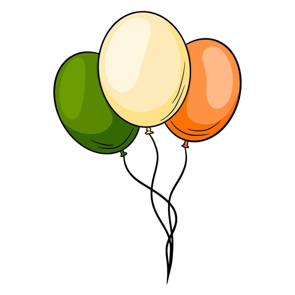 Luftballons in den Farben Irlands. drei Luftballons. Cartoon-Stil. vektor