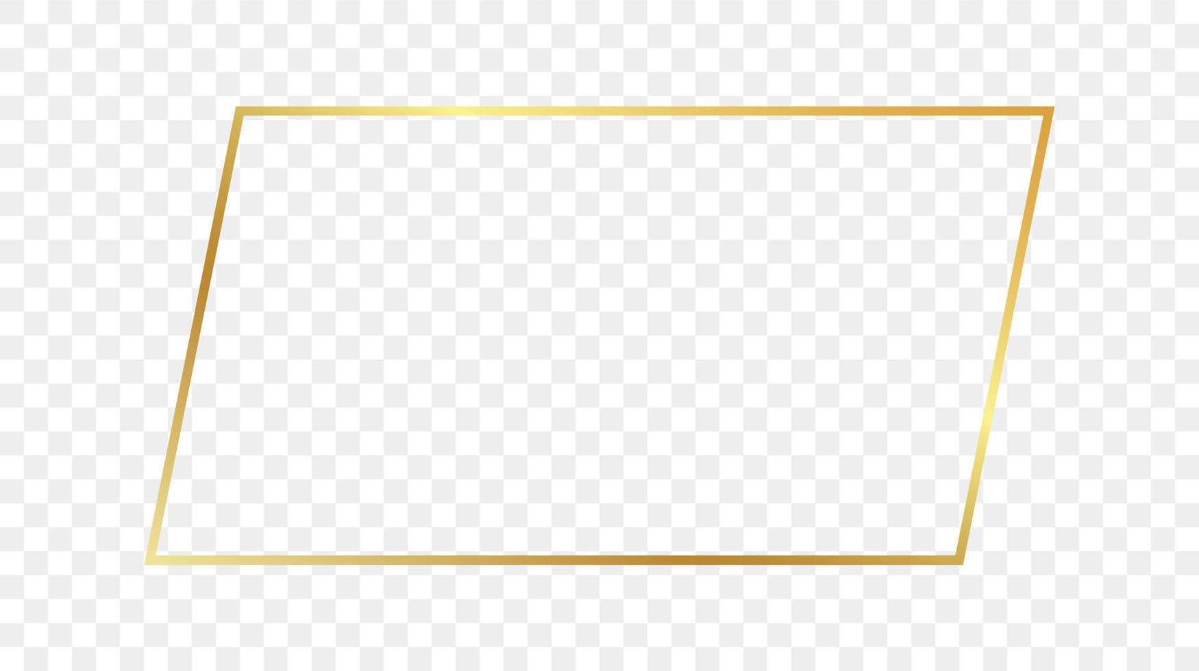 guld lysande rektangulär form ram isolerat på bakgrund. skinande ram med lysande effekter. vektor illustration.