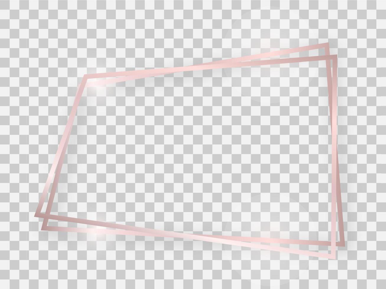 dubbel- reste sig guld skinande trapezoid ram med lysande effekter och skuggor vektor