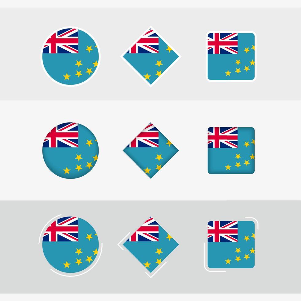 tuvalu flagga ikoner uppsättning, vektor flagga av tuvalu.