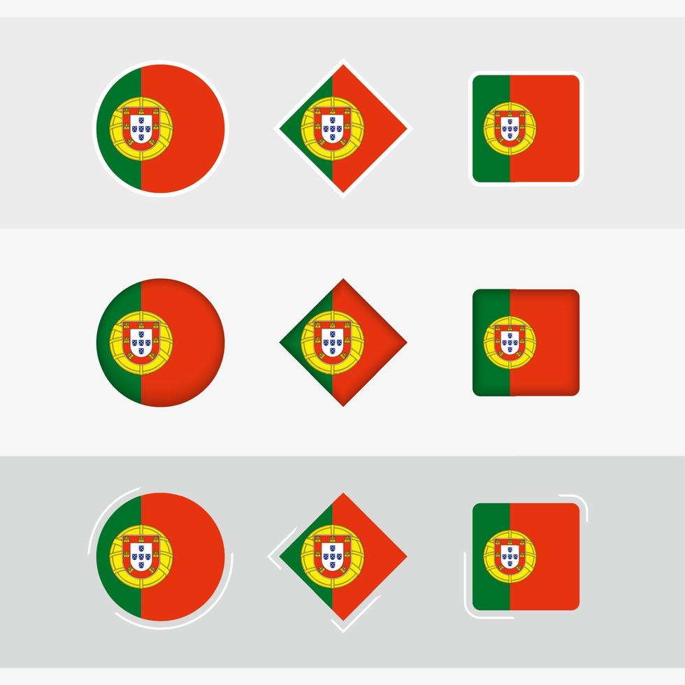 portugal flagga ikoner uppsättning, vektor flagga av portugal.