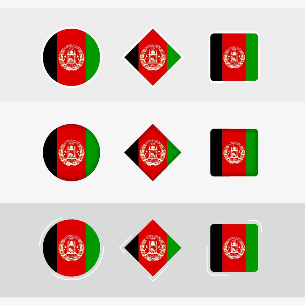 afghanistan flagga ikoner uppsättning, vektor flagga av afghanistan.