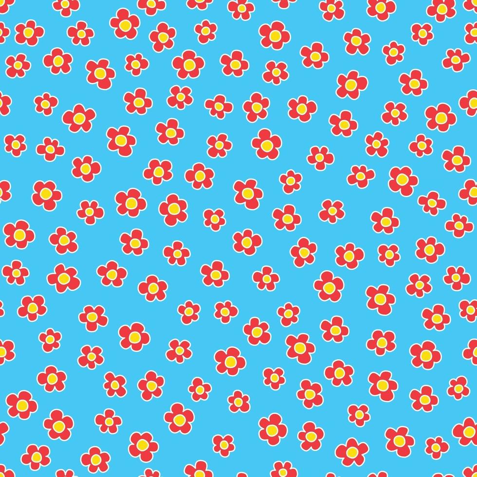 blomma daisy sömlösa mönster vektor röd