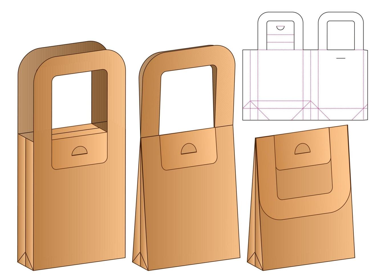 Box Verpackung gestanzte Vorlage Design. 3D-Modell vektor