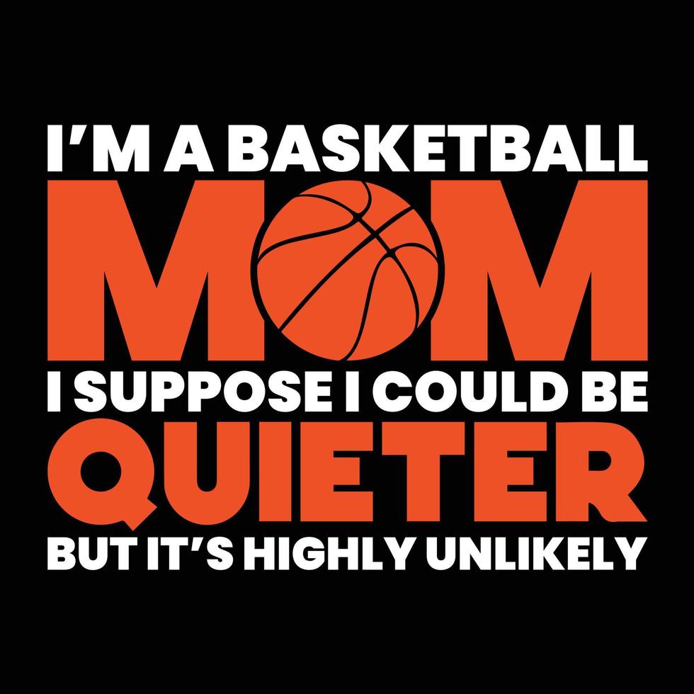 jag är en basketboll mamma jag anta jag skulle kunna vara tystare men dess i hög grad osannolik, mors dag t skjorta skriva ut mall, typografi design för mamma mamma mamma dotter mormor flicka kvinnor moster mamma liv barn vektor