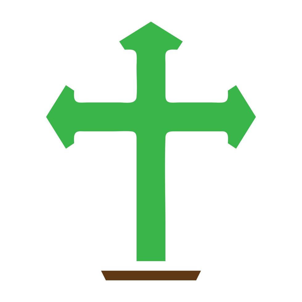 salib ikon fast grön brun Färg påsk symbol illustration. vektor