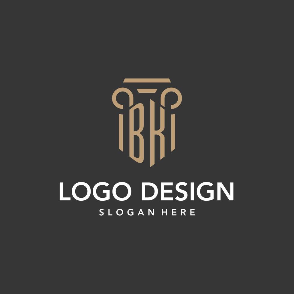 bk Logo Monogramm mit Säule Stil Design vektor