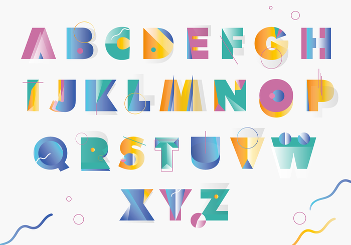Colorfull Memphis Style Grekisk Alfabet Vector