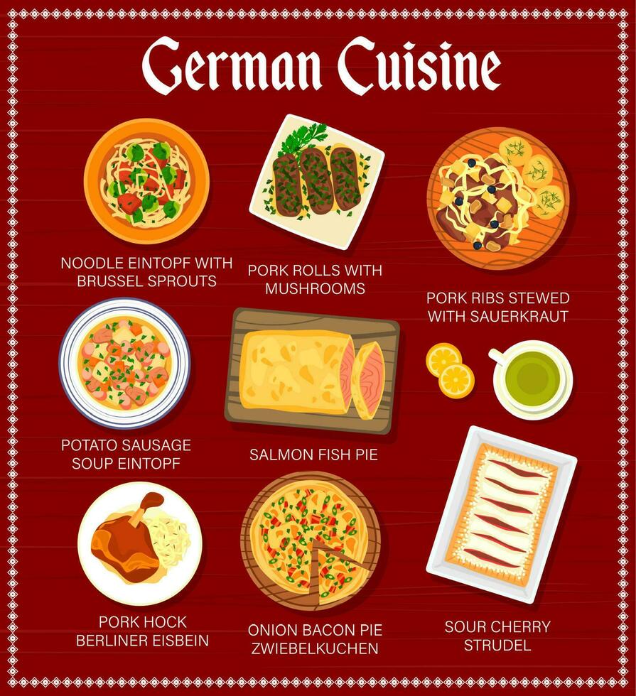 tysk kök mat meny sida vektor mall