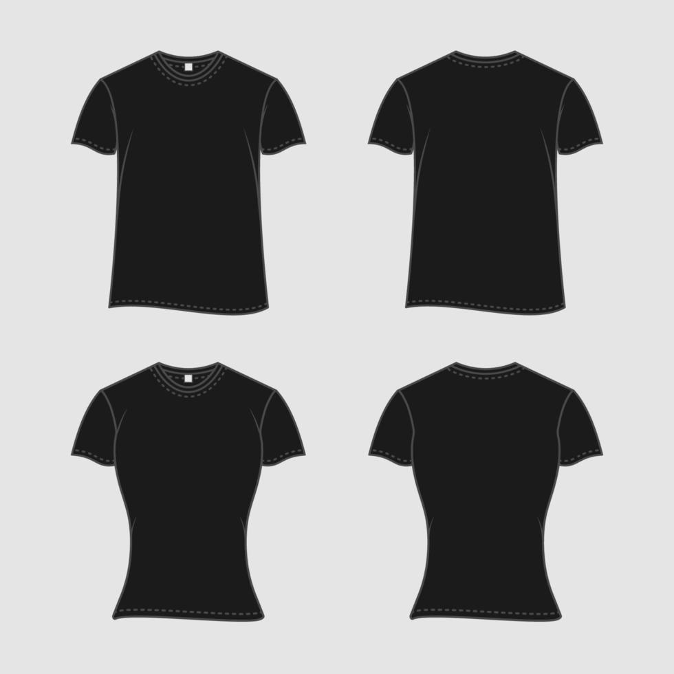svart t-shirt översikt falsk upp vektor