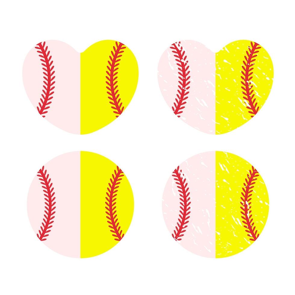 schönes rotes Stich-Baseballball-Set vektor