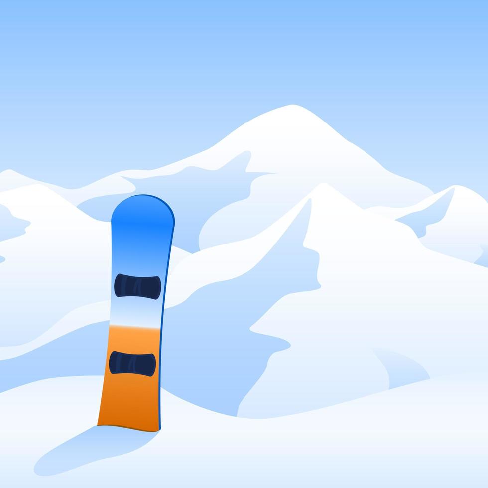 Ski Erholungsort. Snowboard auf Hang und Berg Landschaft. extrem Tourismus Banner. Vektor Illustration