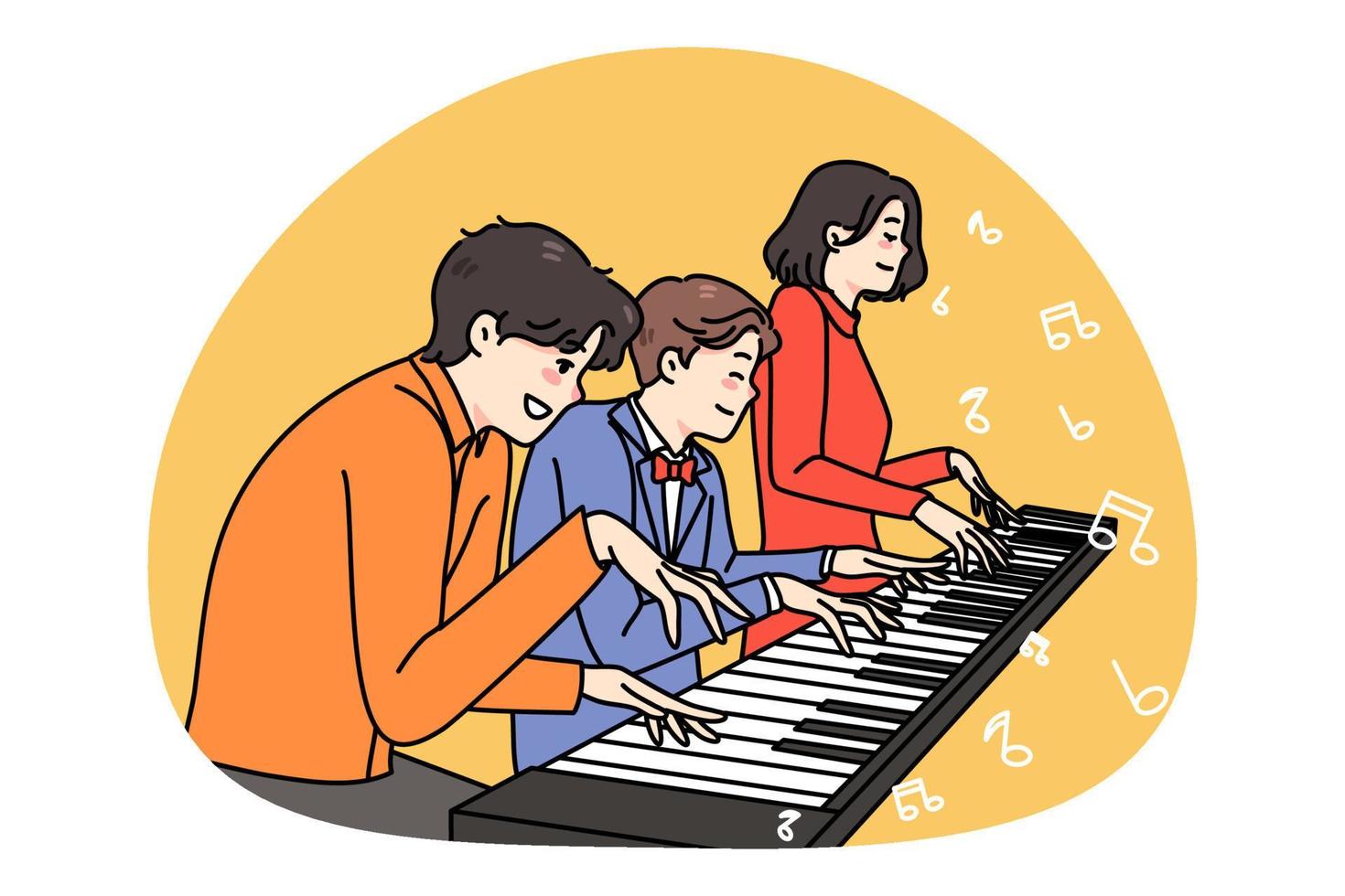glücklich Familie Musiker abspielen gleich Klavier vektor