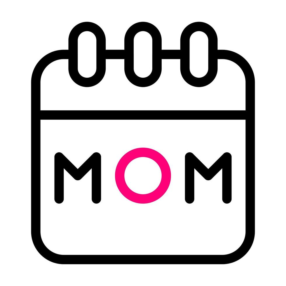 Kalender Mama Symbol duocolor schwarz Rosa Farbe Mutter Tag Symbol Illustration. vektor