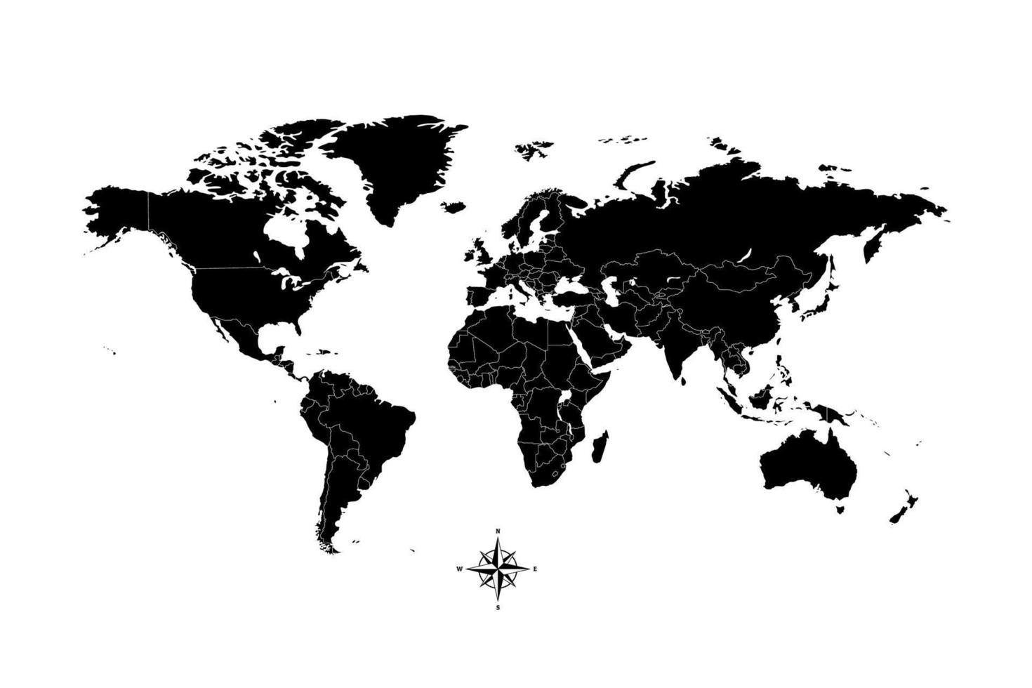 svart och vit värld Karta vektor