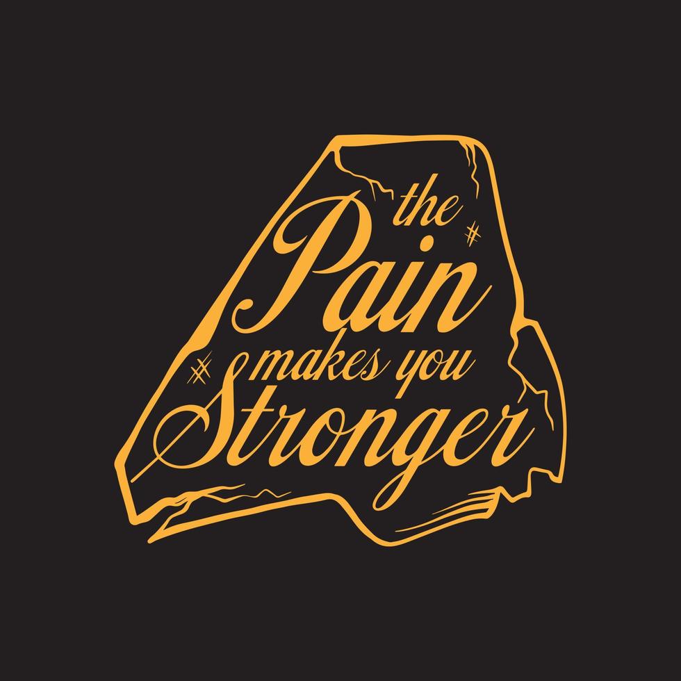 ein Gold Typografie Zitate das Schmerzen machen Sie stärker mit schwarz Hintergrund Prämie Vektor
