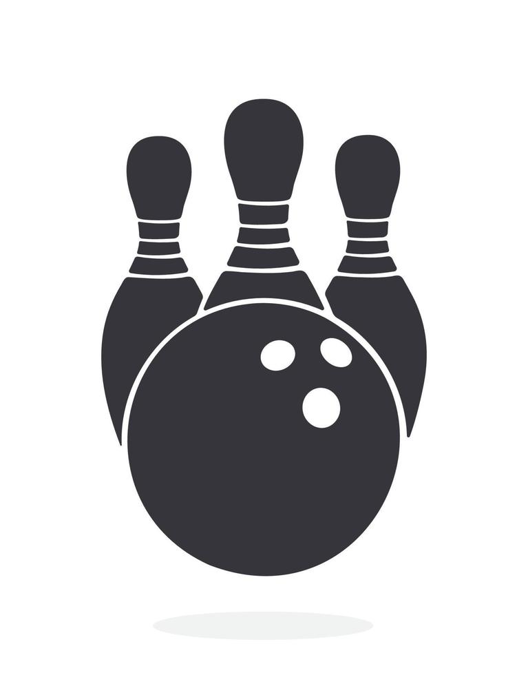 Silhouette von Bowling Ball und Stifte vektor