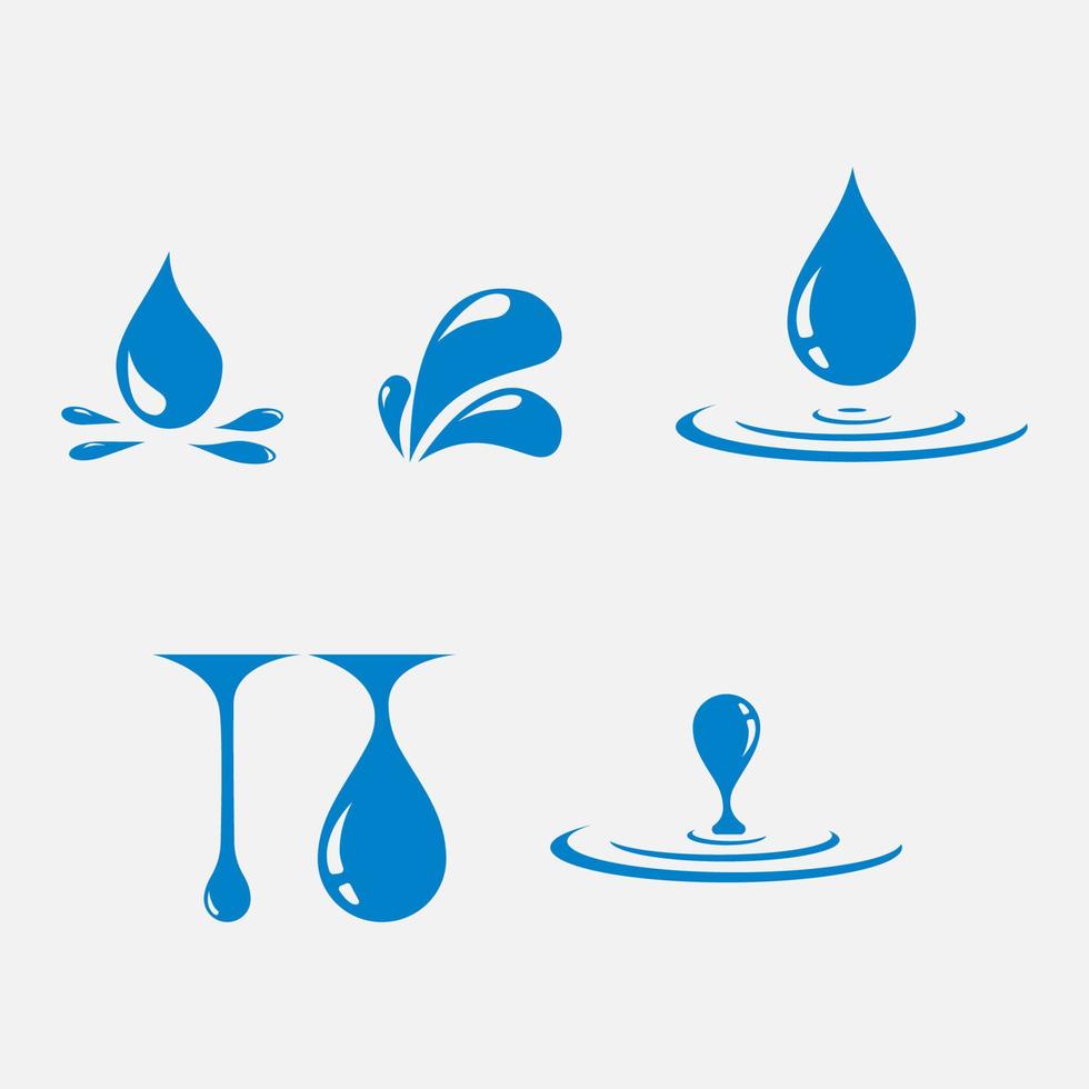 Wasser tropfen, Spritzen und sprühen Vektor Illustration Symbol einstellen