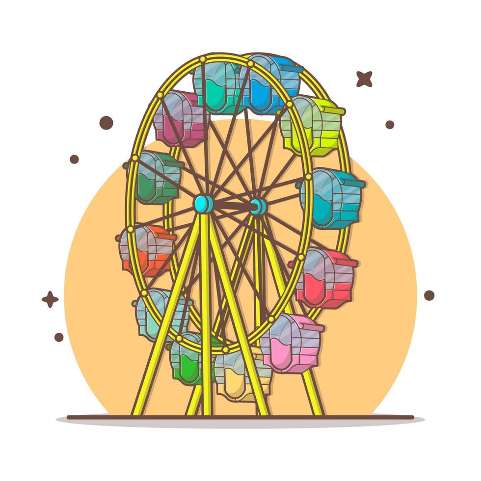 Ferris Rad Karikatur Symbol Illustration. Karneval Zirkus Festival, Park und Erholung Symbol Konzept isoliert Karikatur Stil vektor