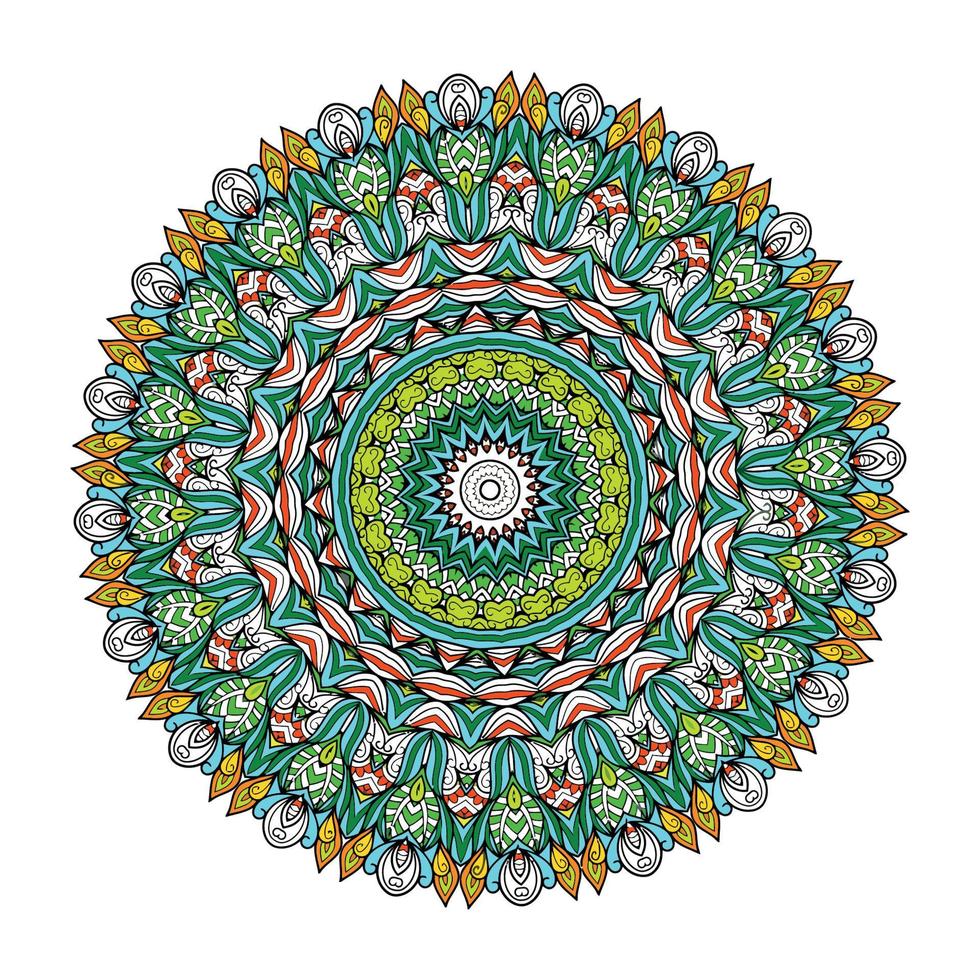 flerfärgad mandala bakgrund. målarbok sida. ovanlig blomform. orientalisk. mönster för antistressterapi. väv designelement vektor