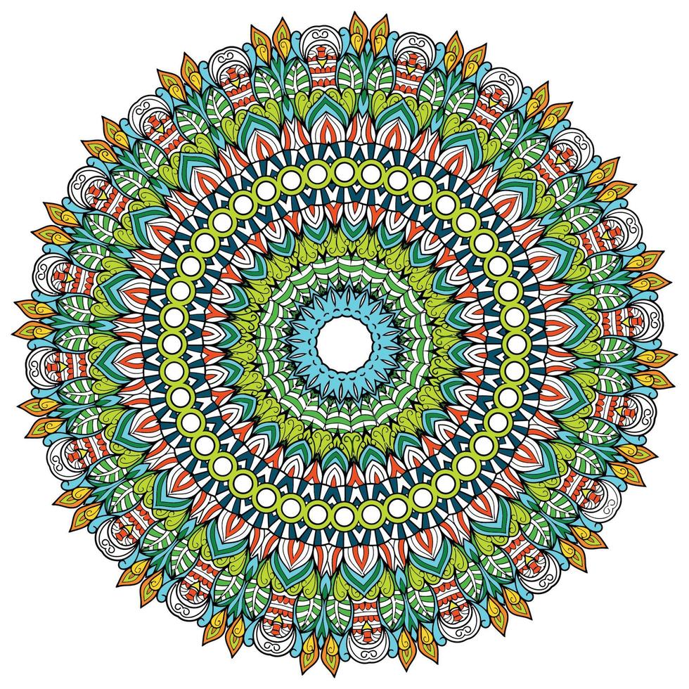 flerfärgad mandala bakgrund. målarbok sida. ovanlig blomform. orientalisk. mönster för antistressterapi. väv designelement vektor
