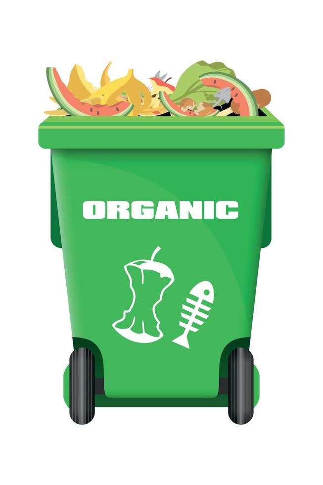 Grün Vektor Müllcontainer zum organisch